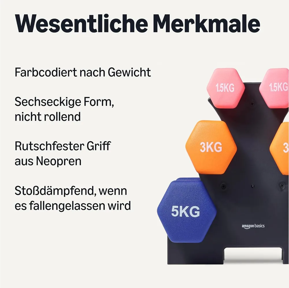 Amazon Basics Kurzhantel-Set Neopren mit Ständer – Ansicht 2