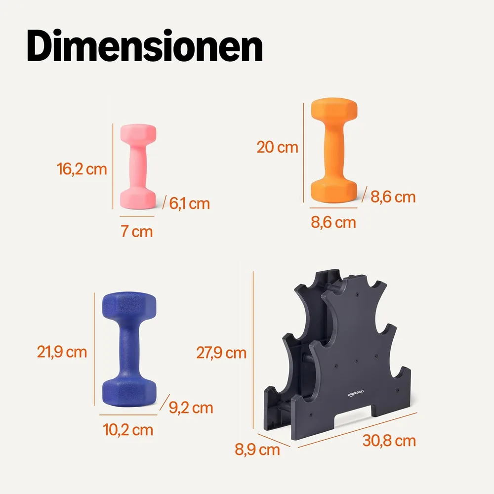 Amazon Basics Kurzhantel-Set Neopren mit Ständer – Ansicht 5