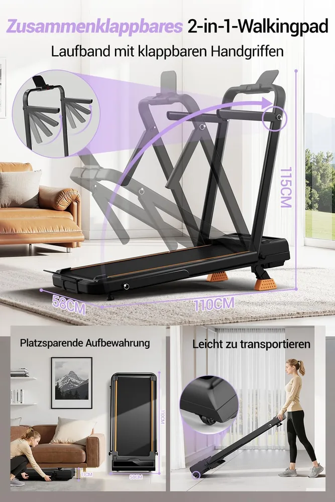 LONTEK Walking Pad klappbar mit Steigung – Ansicht 4