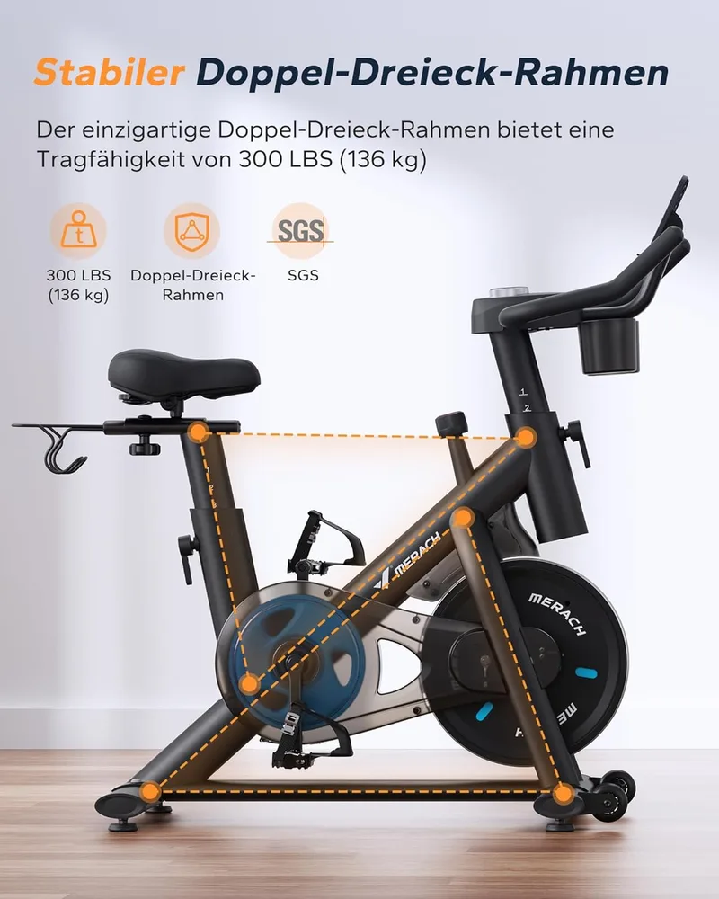 MERACH Heimtrainer magnetisch mit Tablet-Halter – Ansicht 4