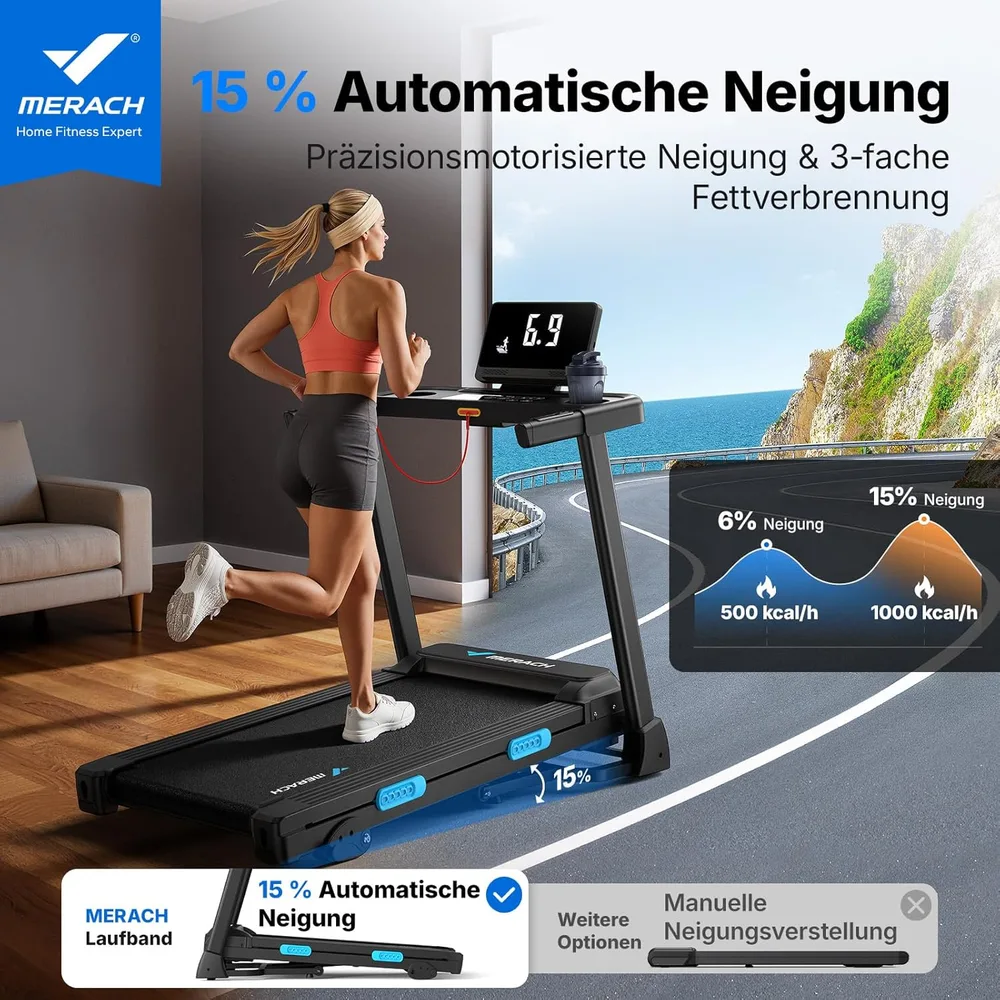 MERACH Laufband klappbar mit Auto-Steigung – Ansicht 2