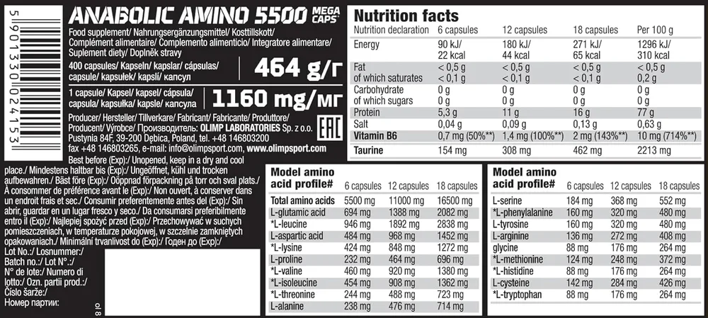 Olimp Sport Nutrition Aminosäuren-Kapseln – Ansicht 2
