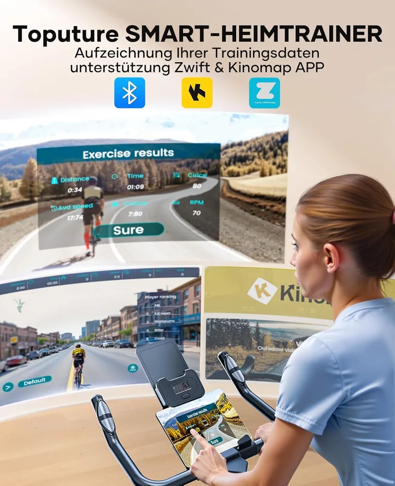 Toputure Heimtrainer mit Herzfrequenzmessung – Ansicht 2