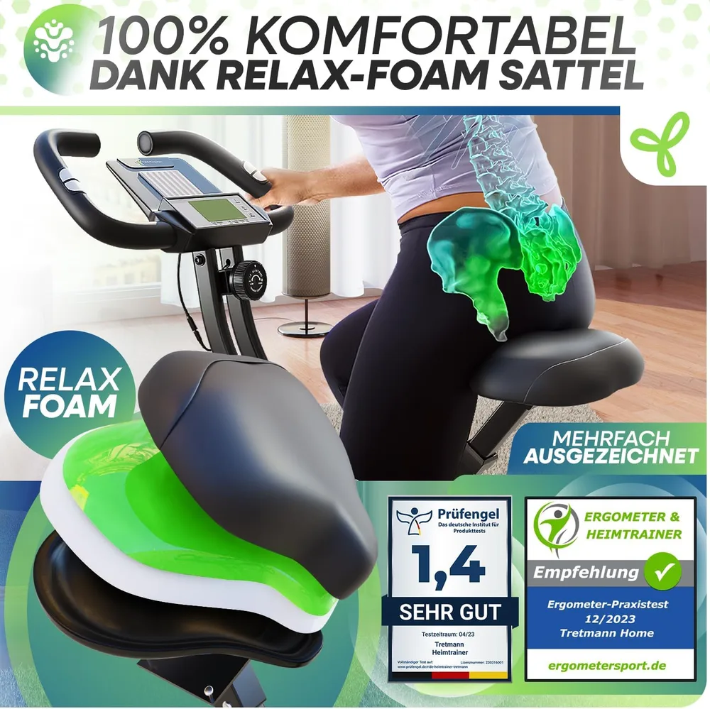 Tretmann Heimtrainer klappbar mit Komfortsitz – Ansicht 2
