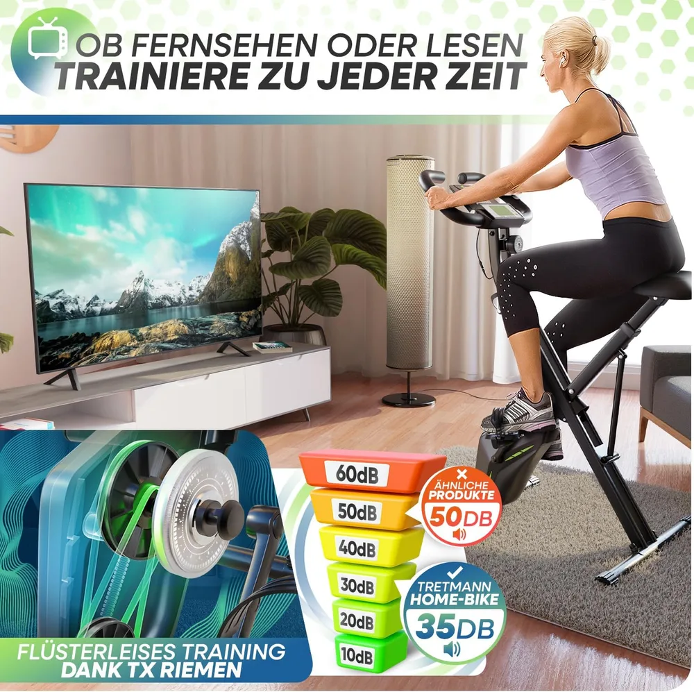 Tretmann Heimtrainer klappbar mit Komfortsitz – Ansicht 3